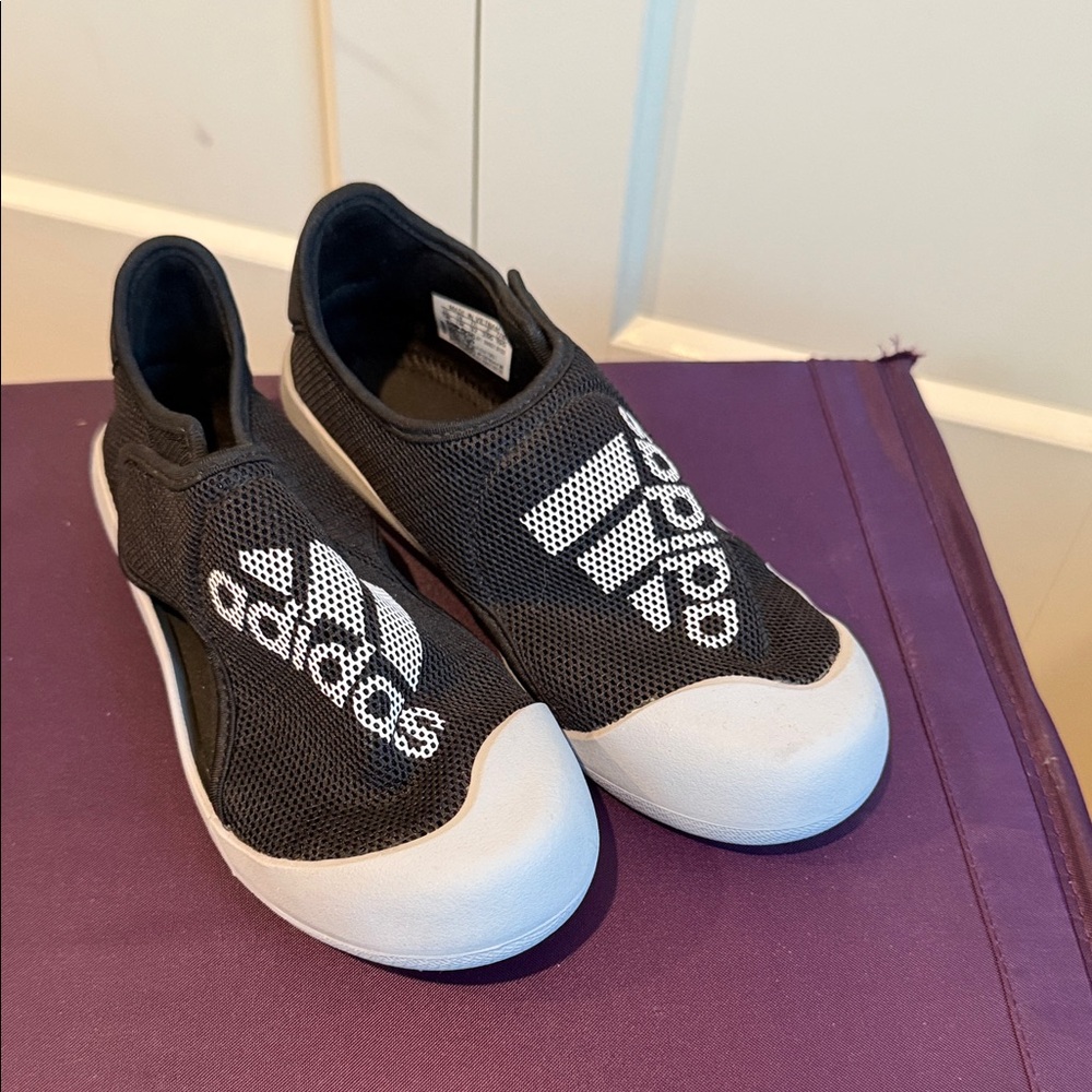 Adidas Kids Black and White Mesh Sneakers
